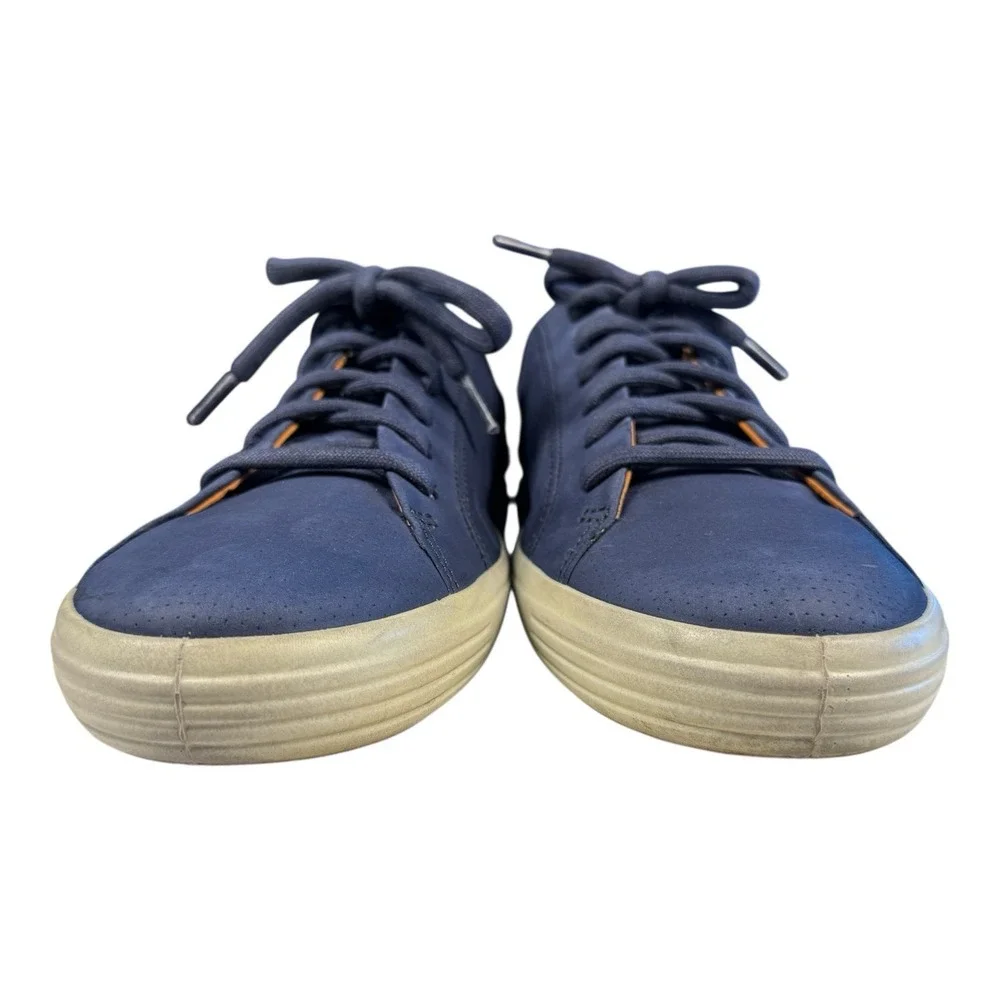 ECCO Soft 7 Perforated Street Sneakers Navy Leather Shoes Mens 45 US 11-11.5